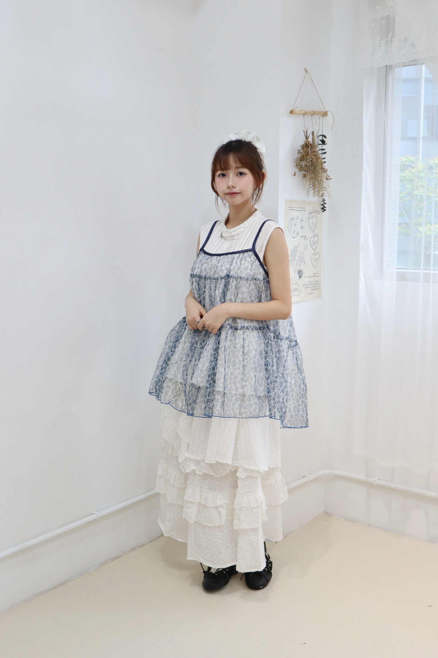 夏日藍色豹紋吊帶外搭 一色入