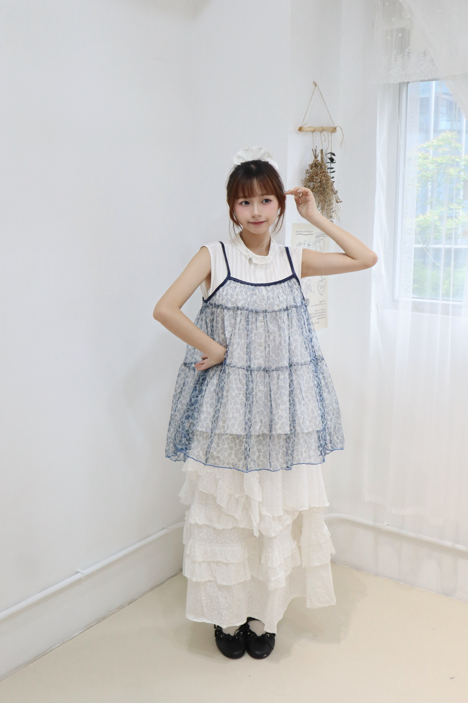 夏日藍色豹紋吊帶外搭 一色入