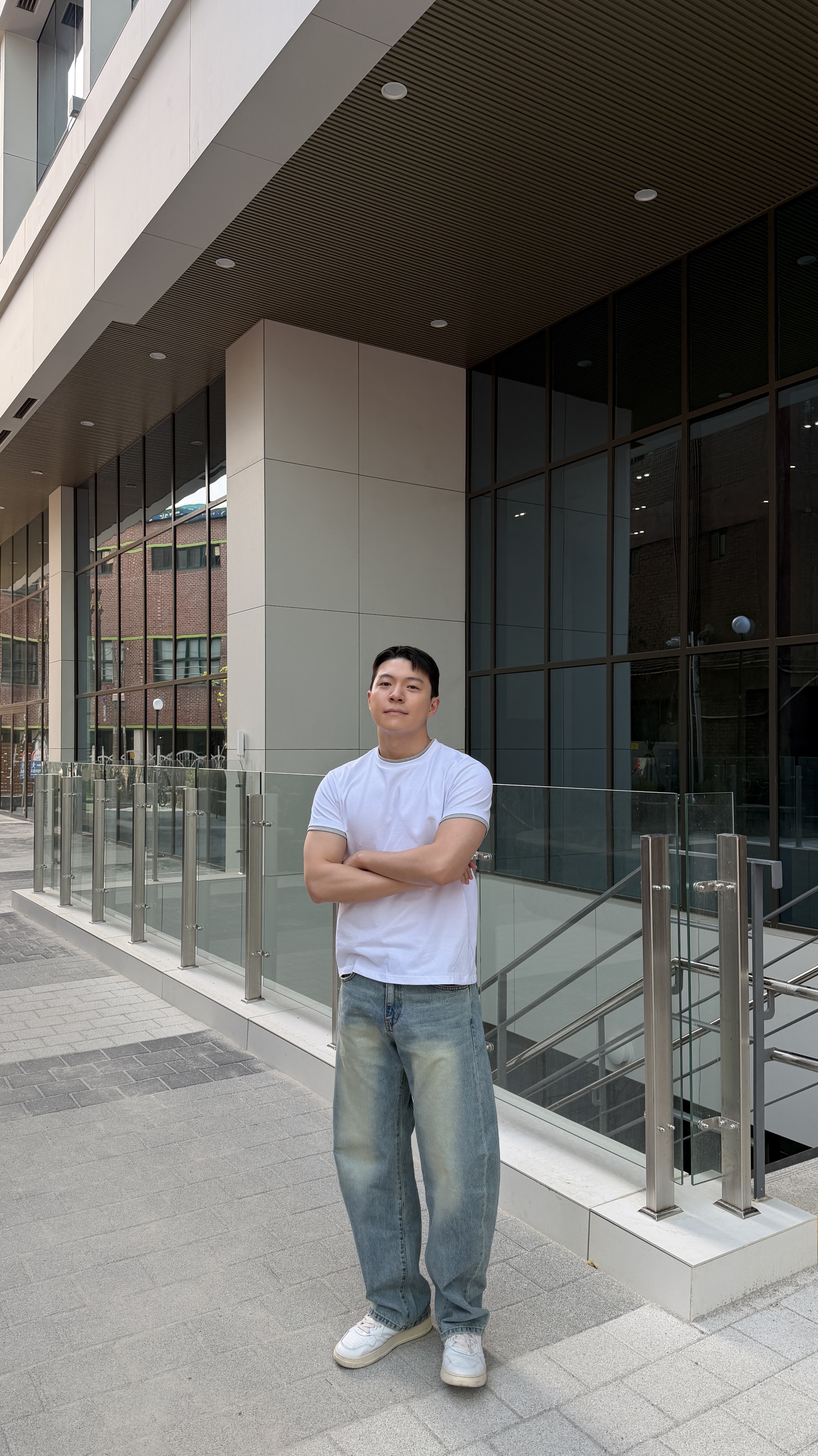 復古線條牛仔長褲