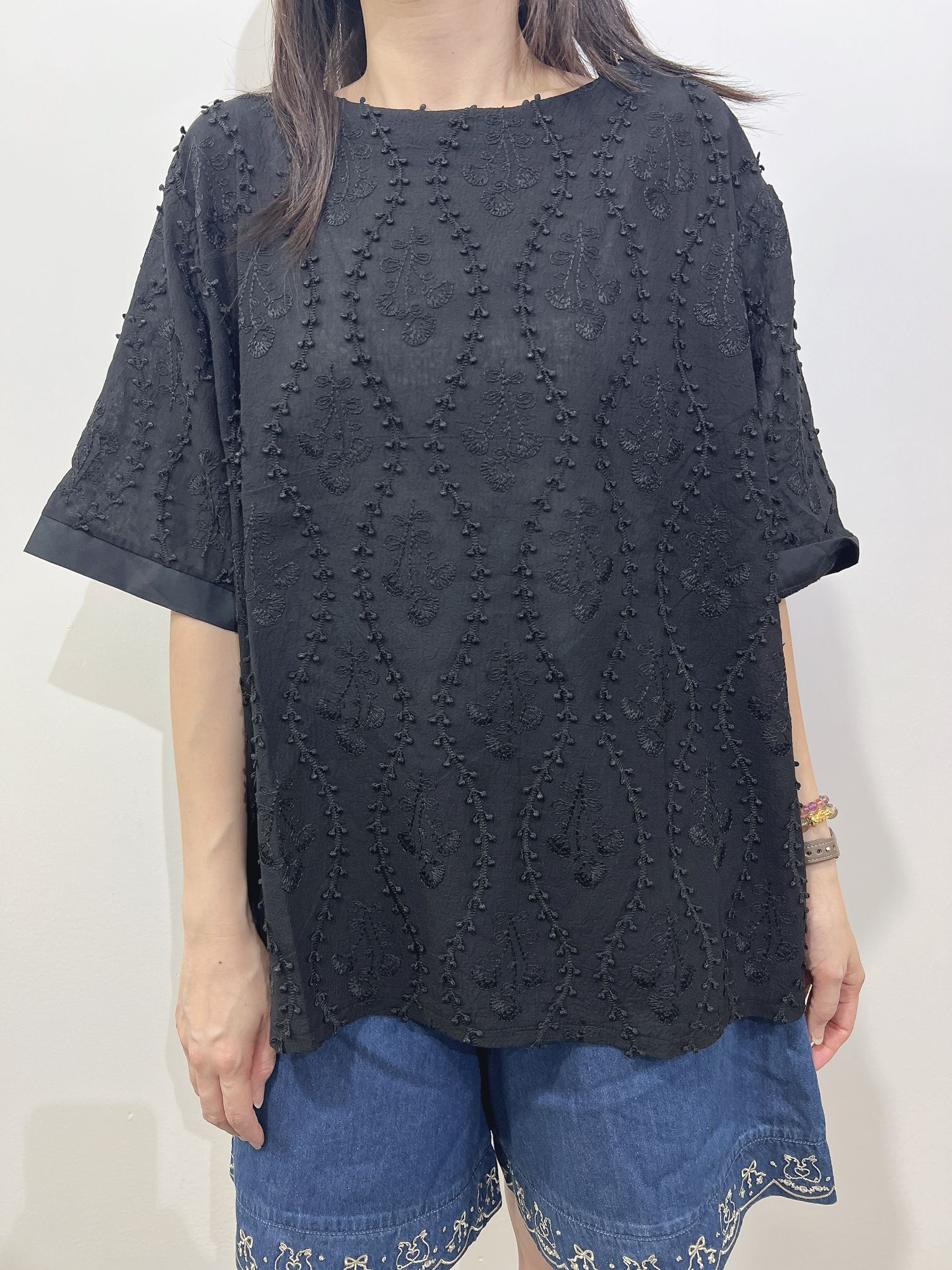 MA 刺繡枝葉top
