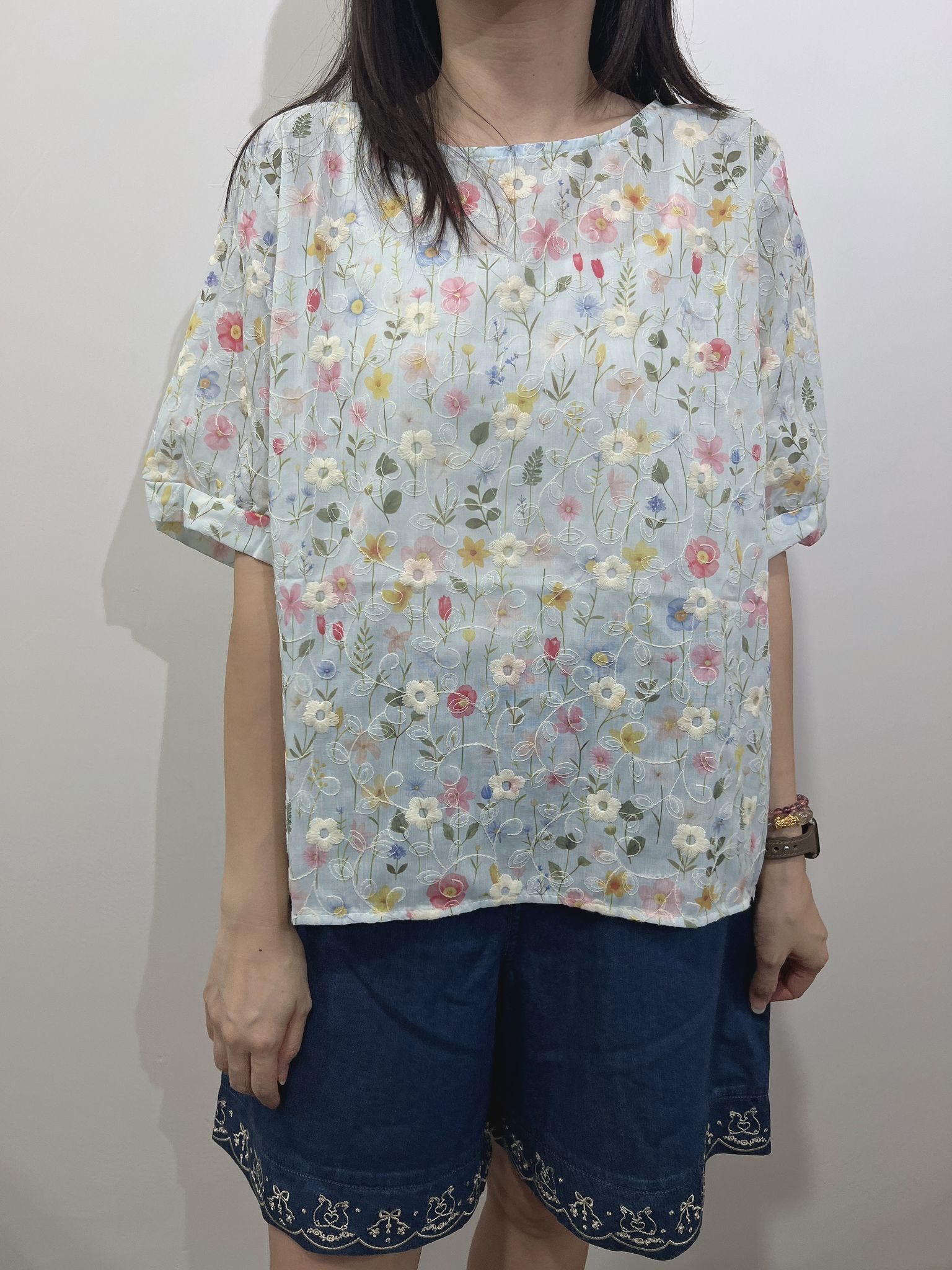 Mx 刺繡花 top