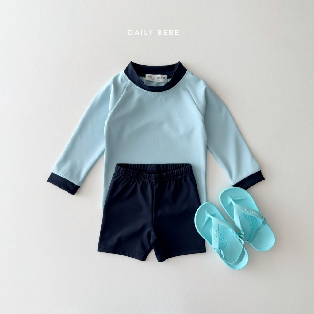 正韓夏Daily Bebe 藍色曬泳衣套裝
