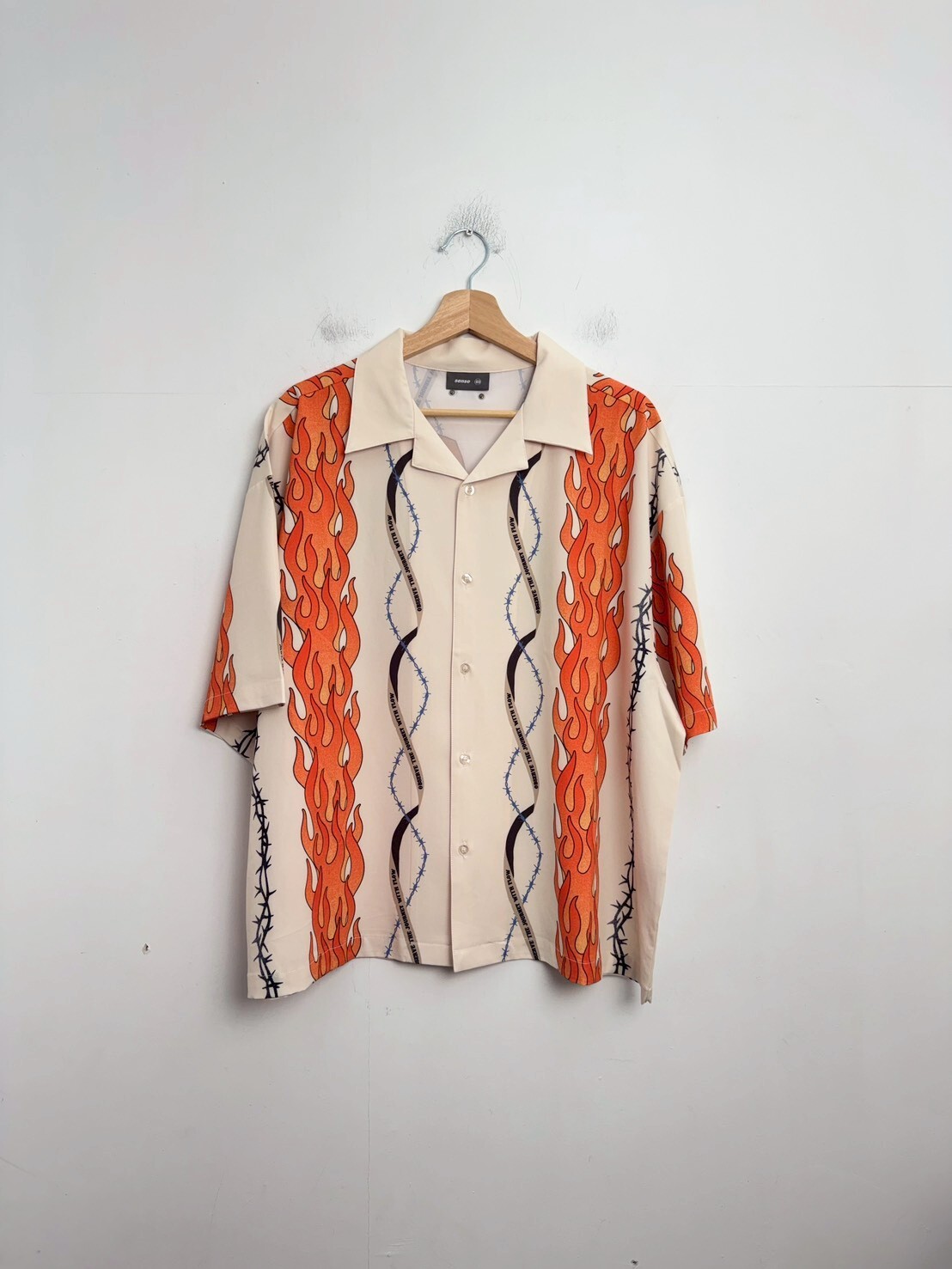 SENSE Flame Heart Print Shirt SIZE L