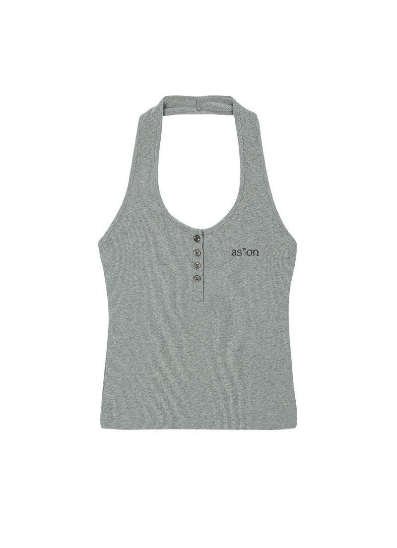 ASON 釦飾霍特頸無袖背心 灰色 AS_P0000CJJ