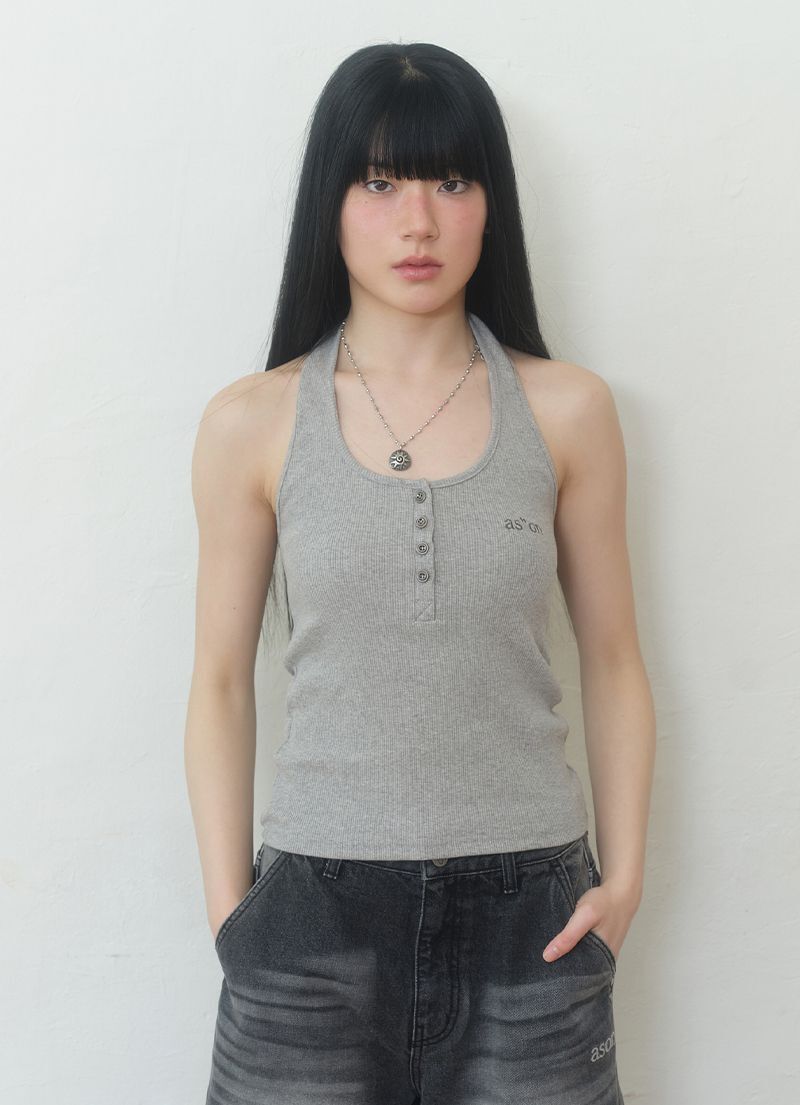 ASON 釦飾霍特頸無袖背心 灰色 AS_P0000CJJ