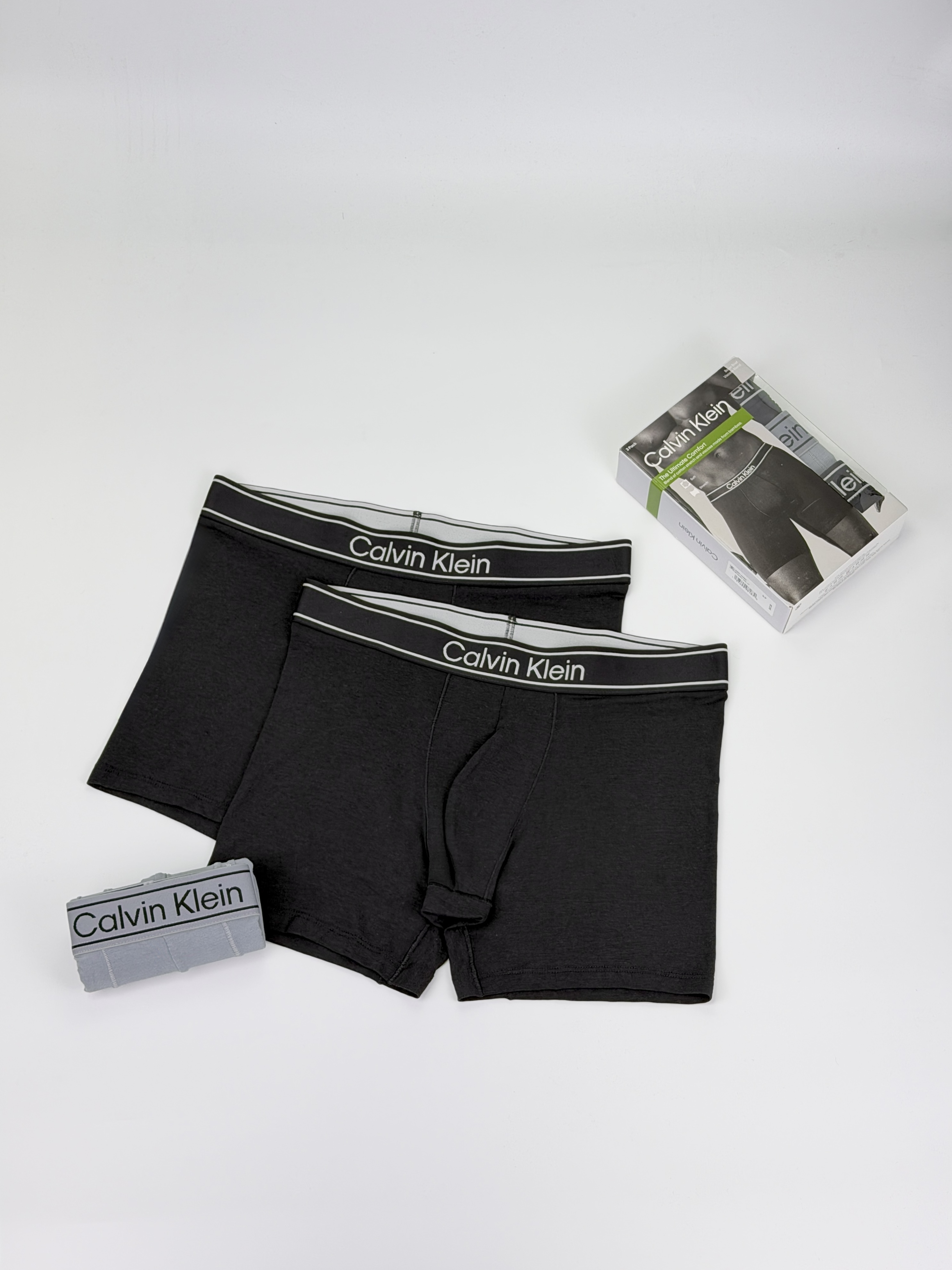 Calvin Klein CK 極致舒適 雙橫線 三件組 四角褲 內褲 黑/黑/灰