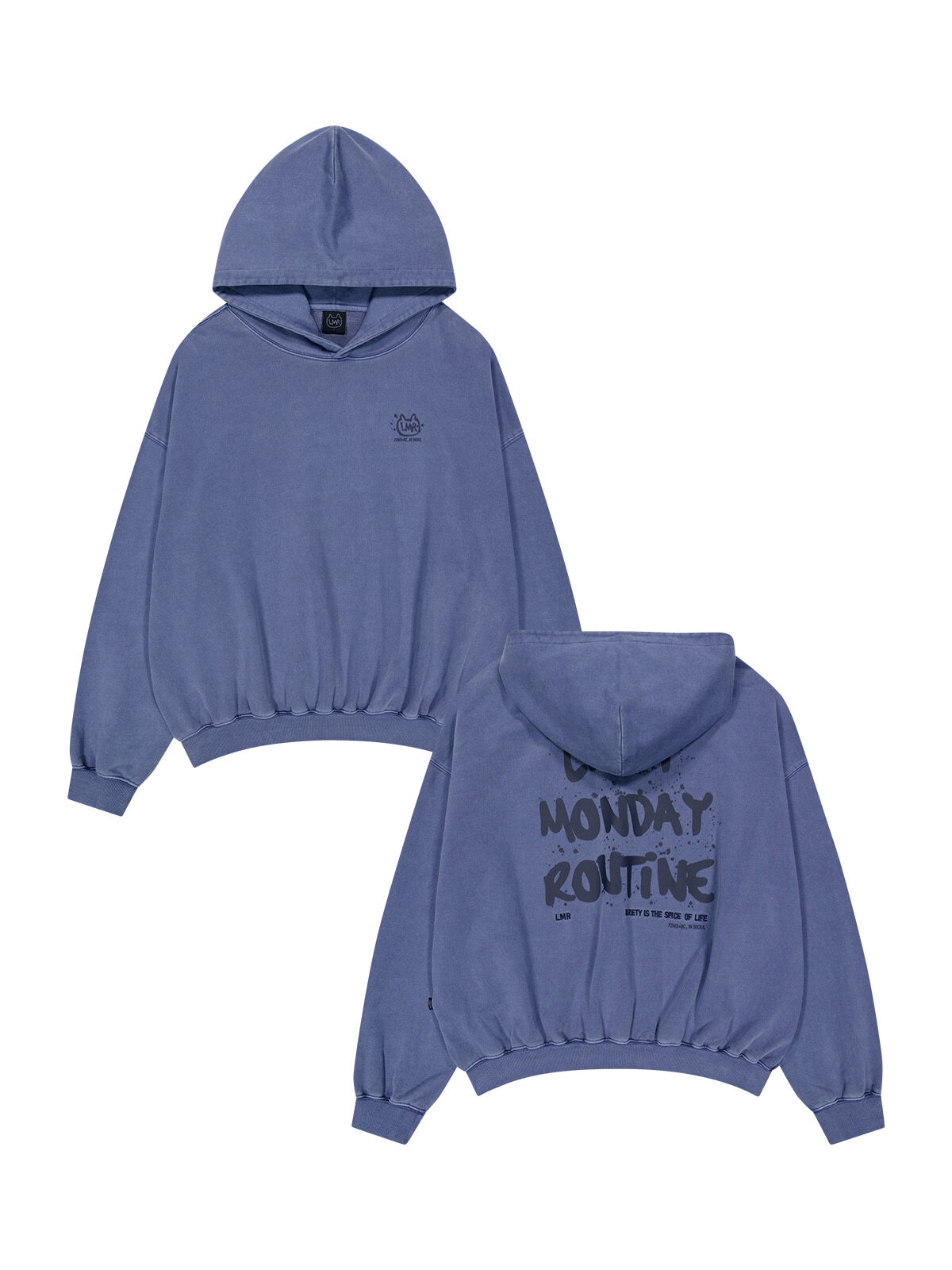 C65 LMR Pigment Overfit Drawing Lettering Hoodie - BLUE