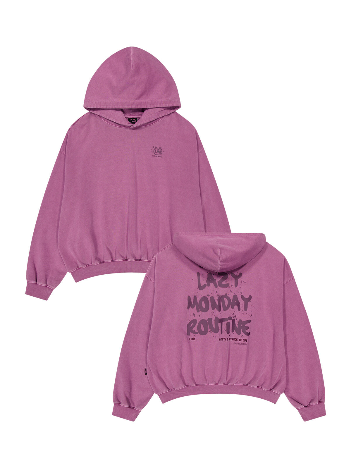 C66 LMR Pigment Overfit Drawing Lettering Hoodie - PINK