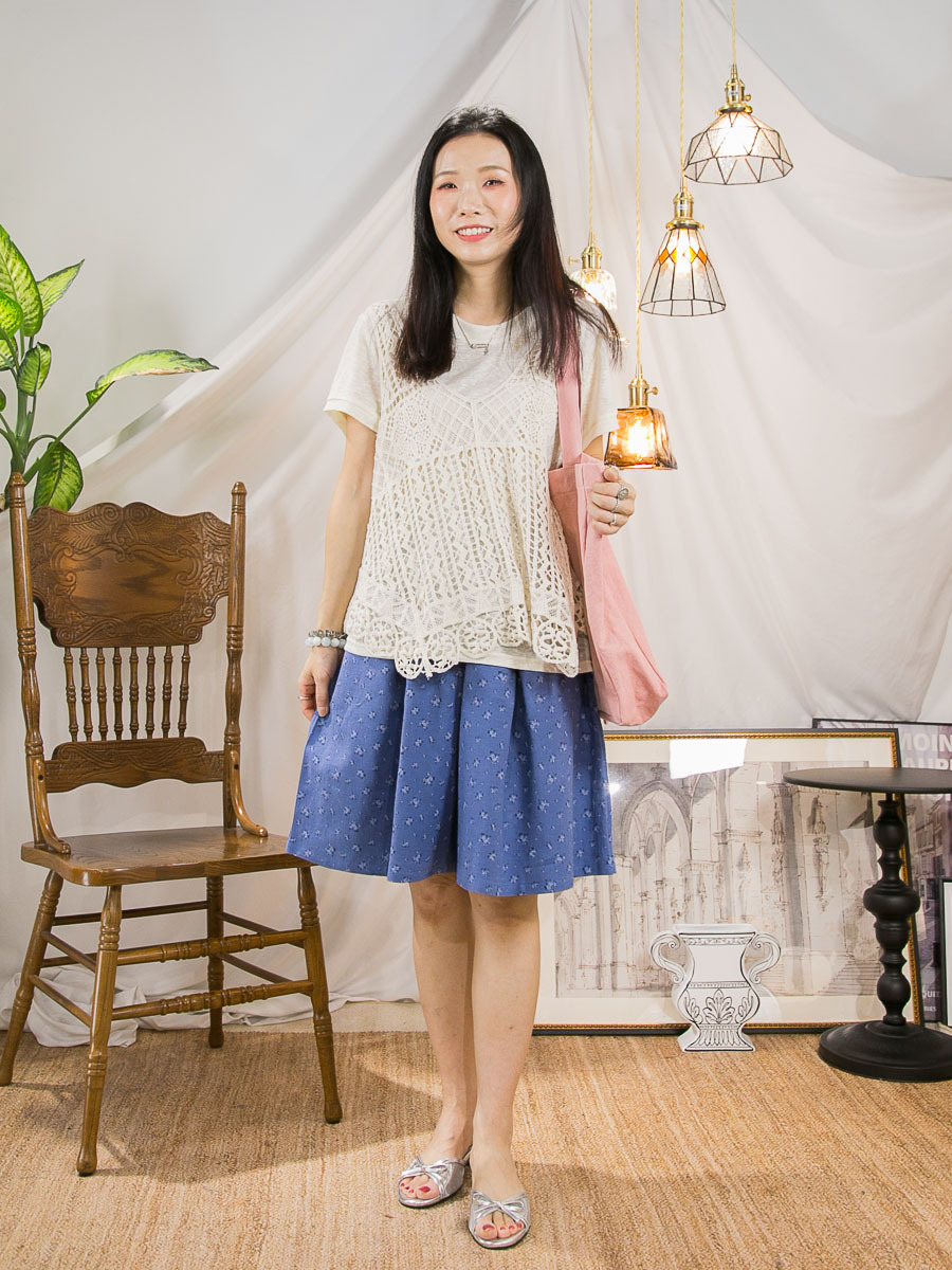 竹節料TOP ＋ 通通棉LACE 吊帶背心 (SET)