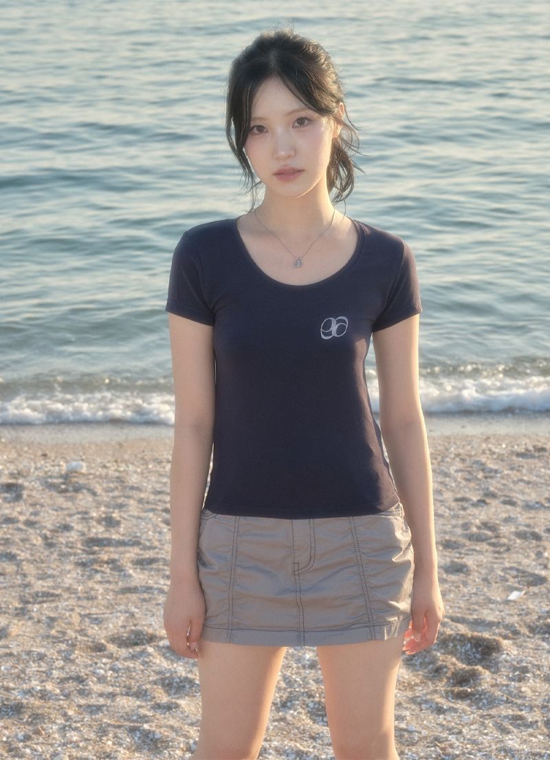 ASON U領修身短袖T恤 海軍藍 P0000BTV