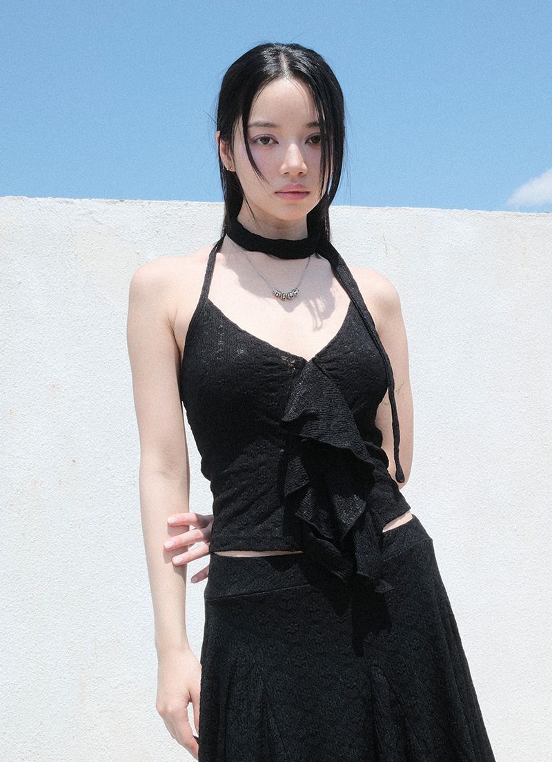 ASON SIA 綁帶荷葉邊無袖上衣 AS_P0000CLM