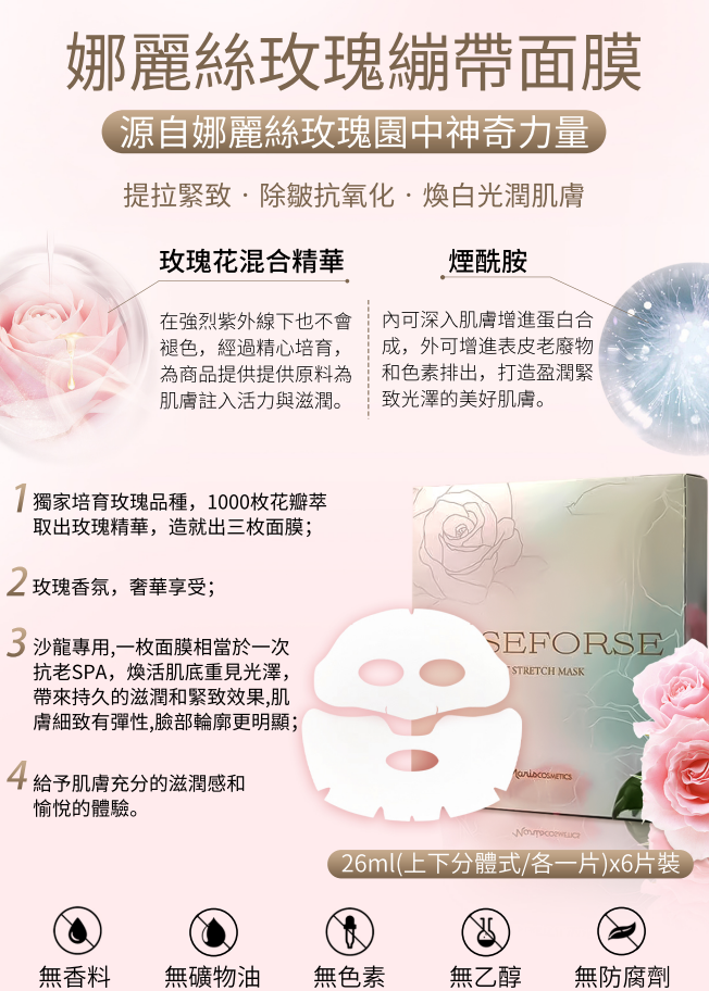 AB260422-N10-Naris院線 玫瑰精粹抗衰提拉麵膜 6片/盒" EXP2028/2029
