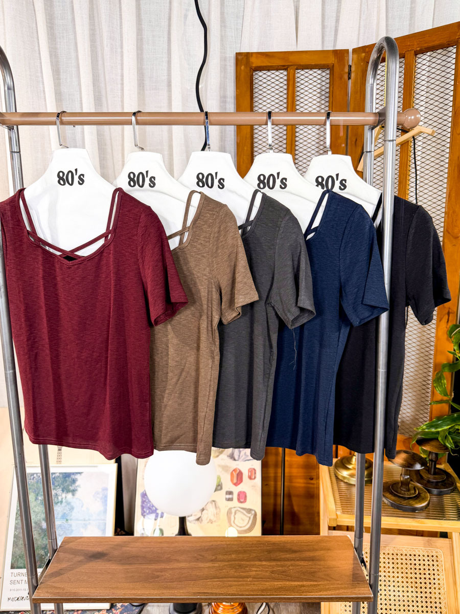 【多買多優惠】領位交叉帶．竹節料TOP【不設退換】