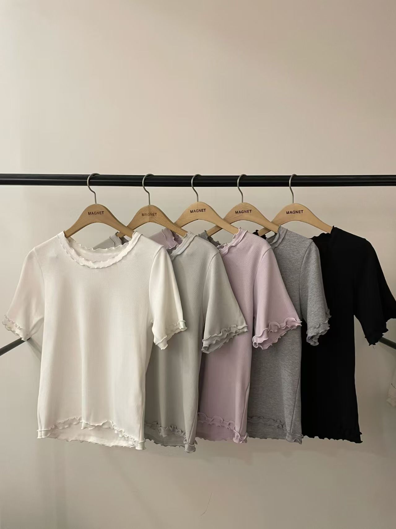 MN6130 木耳花邊包邊軟綿棉Tee