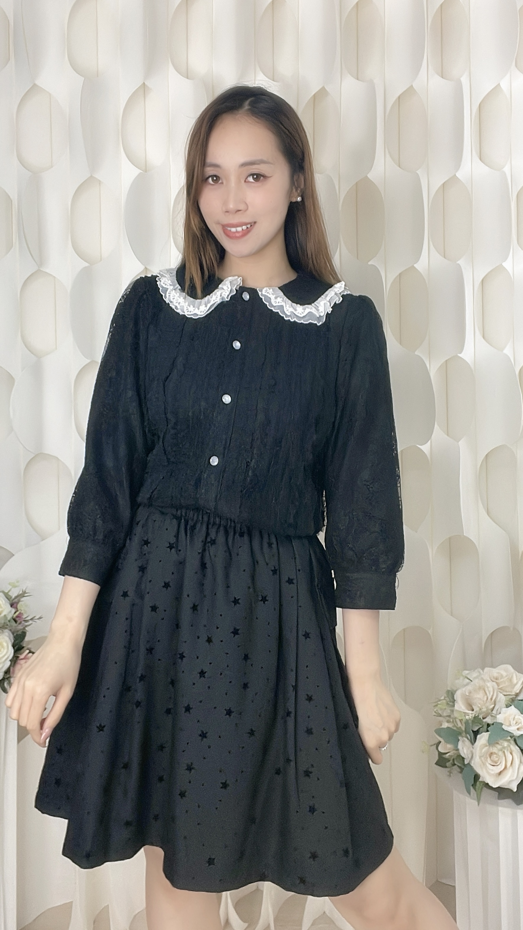 雙袋橡筋腰扯布半截裙（腰26-38 臀44 長19吋）37042 #2304clo