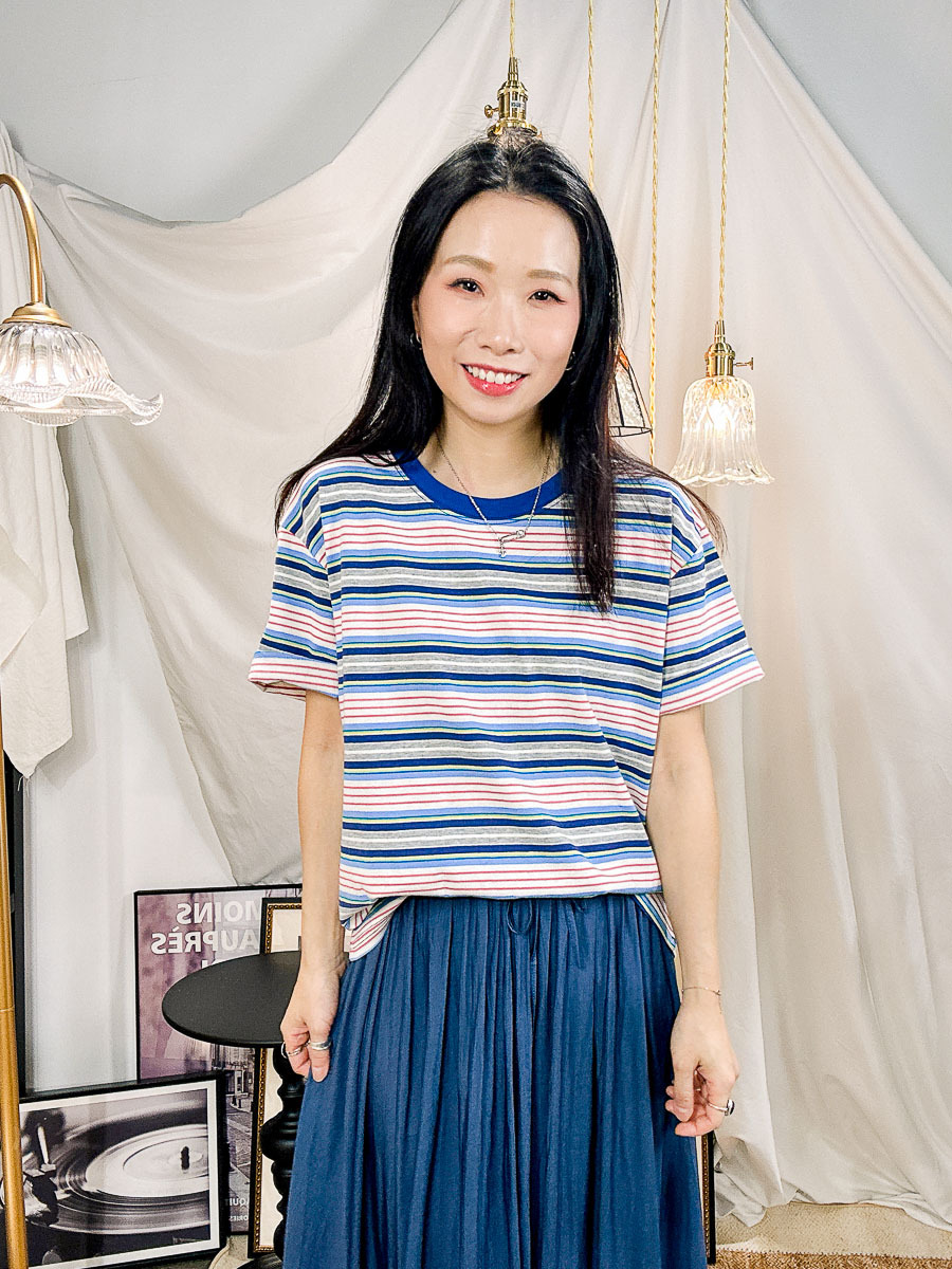 【多買多優惠】拼色 橫間 COTTON料TOP【不設退換】