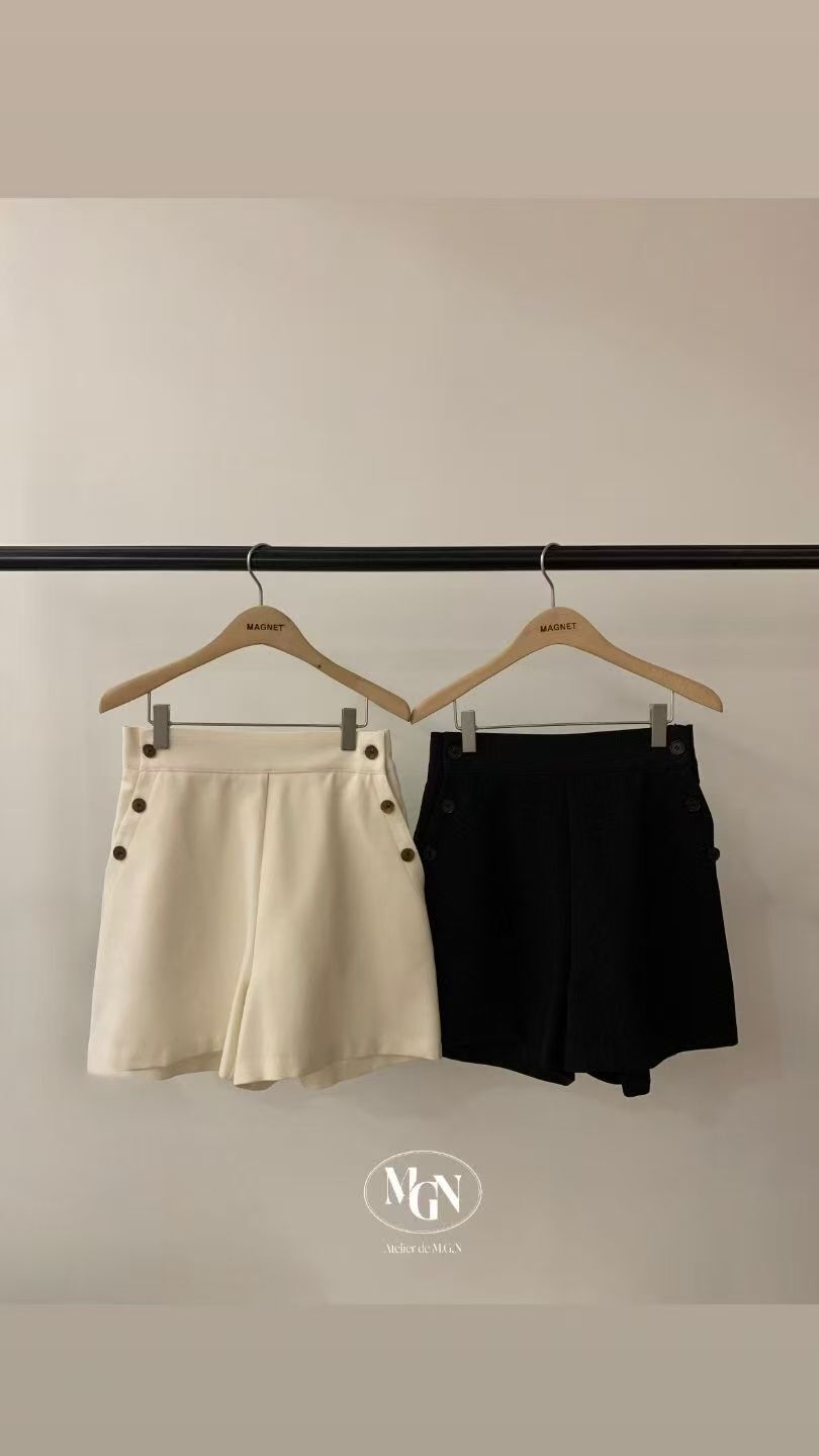 MN6138 木紋扣高腰A字休閑褲