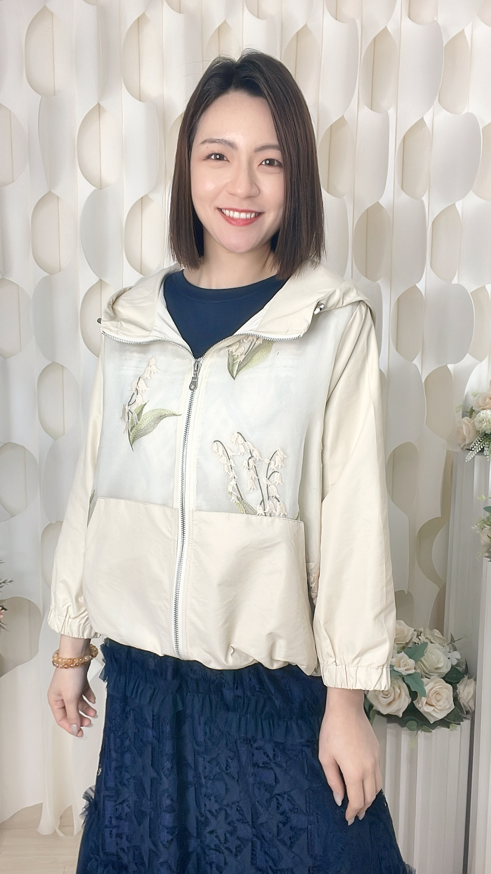 雪紡拼刺綉花風縷料外套（胸44 腰48 長22吋）37062 #2304clo