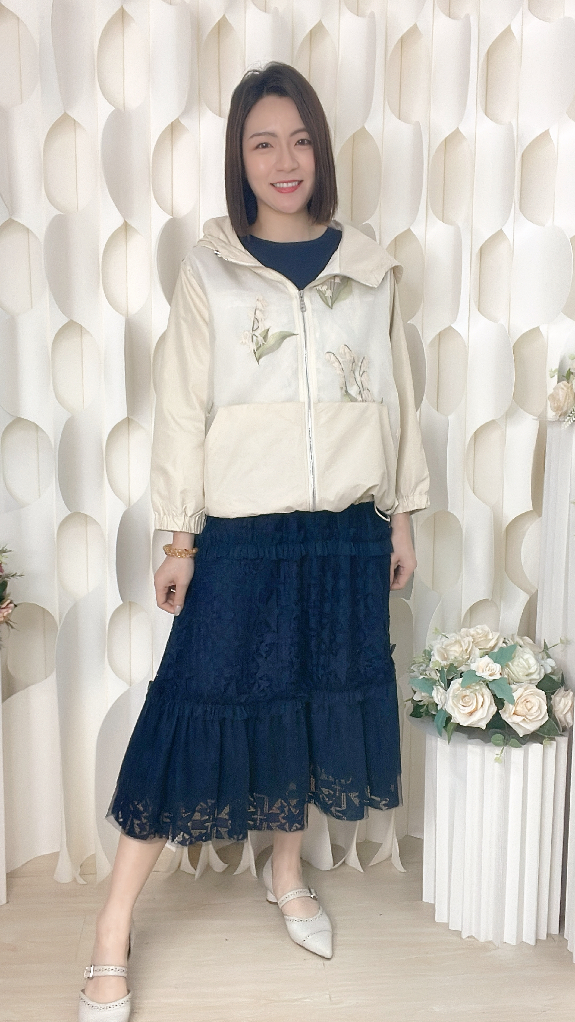 軟LACE星星通花半截裙（腰26-38 臀42 長31吋）37034 #2304clo