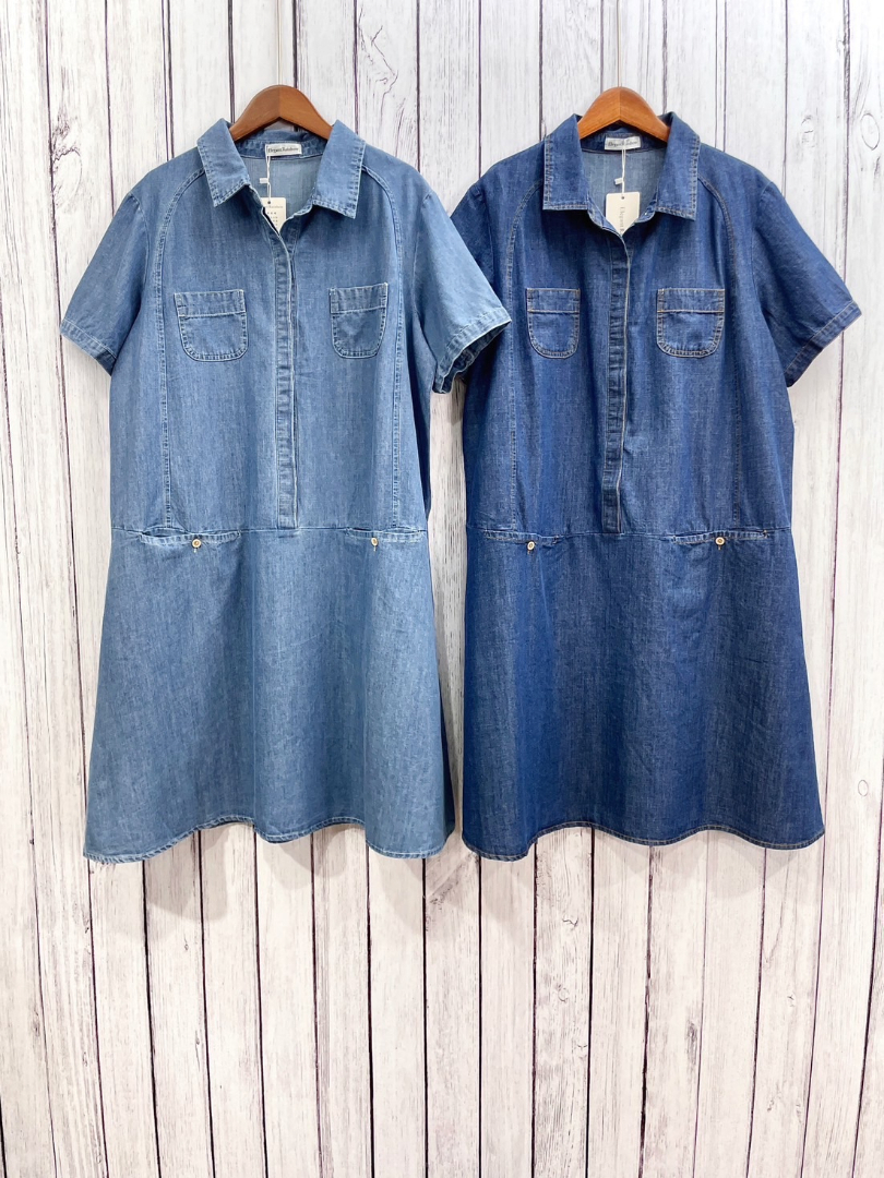 顯瘦版型減齡洋裝系列★休閒口袋設計牛仔洋裝