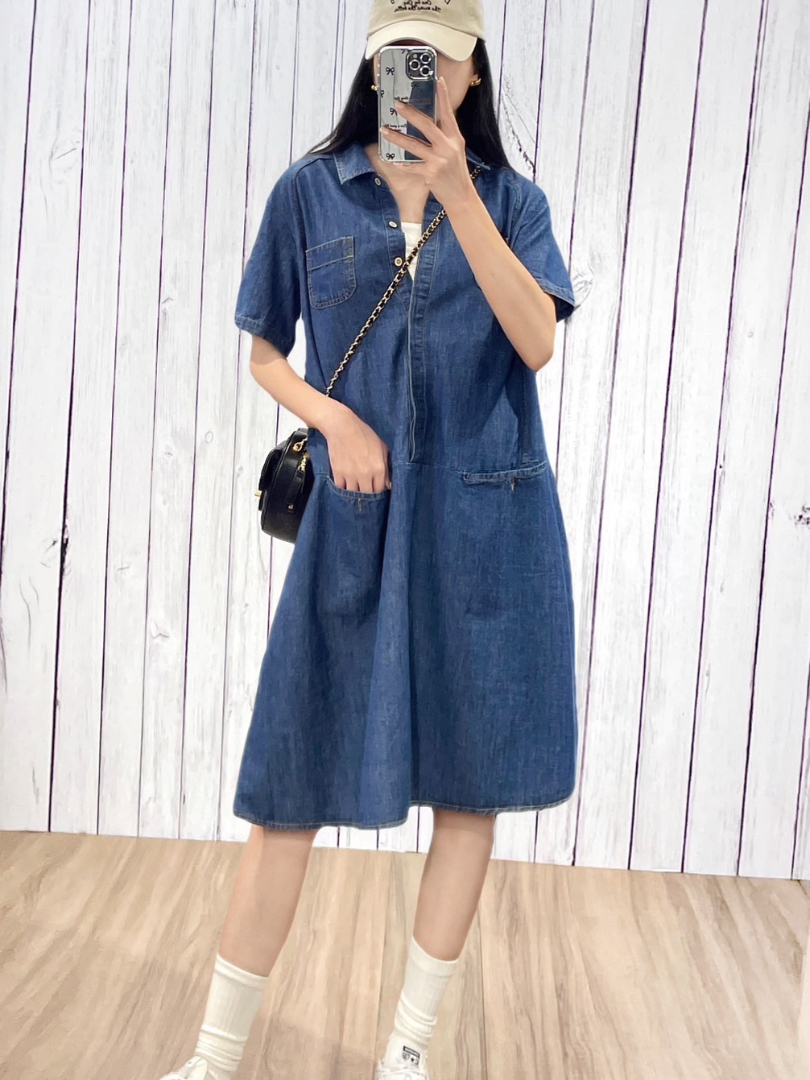 顯瘦版型減齡洋裝系列★休閒口袋設計牛仔洋裝