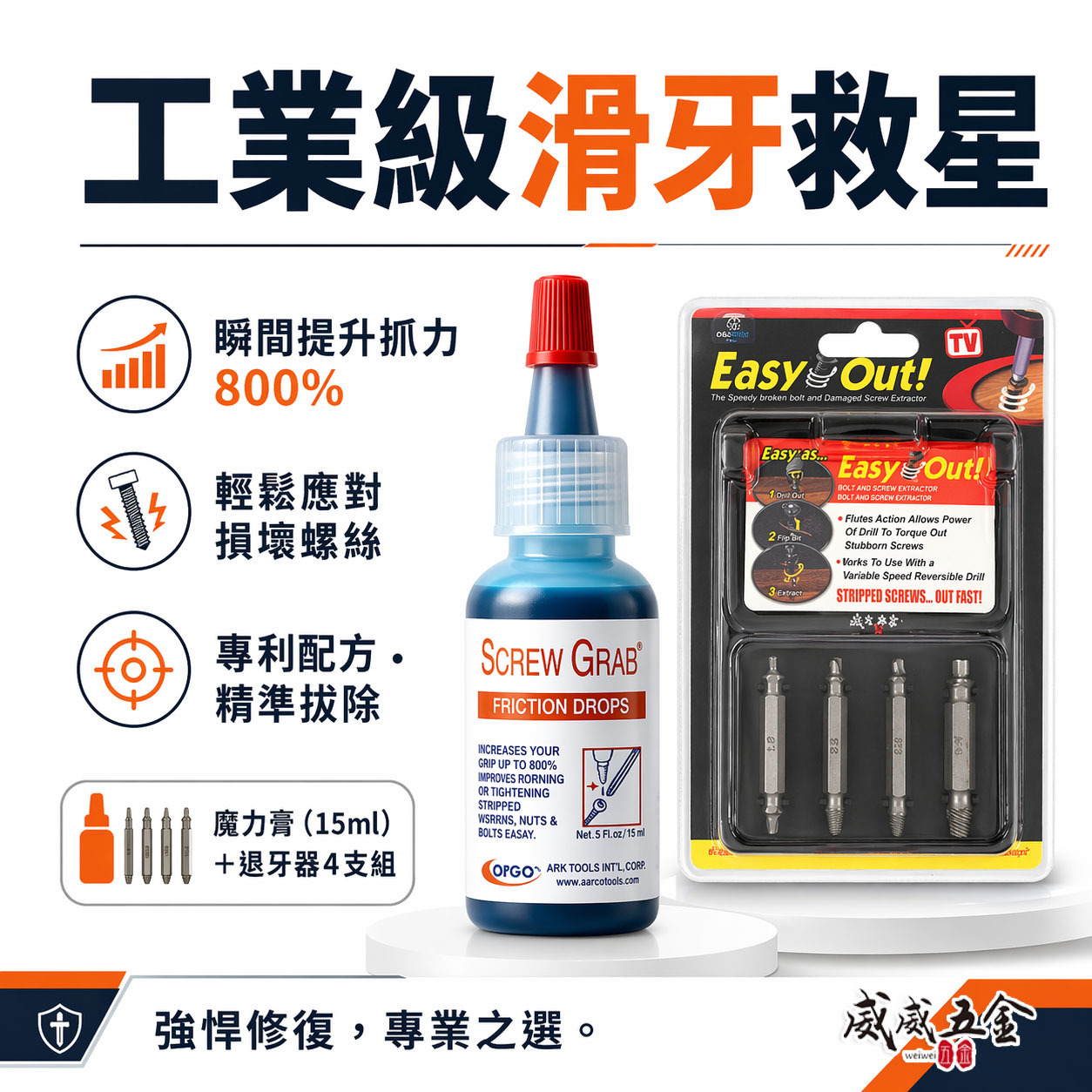 超值組合｜美國製 ARCA 魔力膏｜SCREW GRAB 滑牙救星 增加摩擦力 螺絲止滑劑 螺絲退牙剋星｜退牙器 4支組