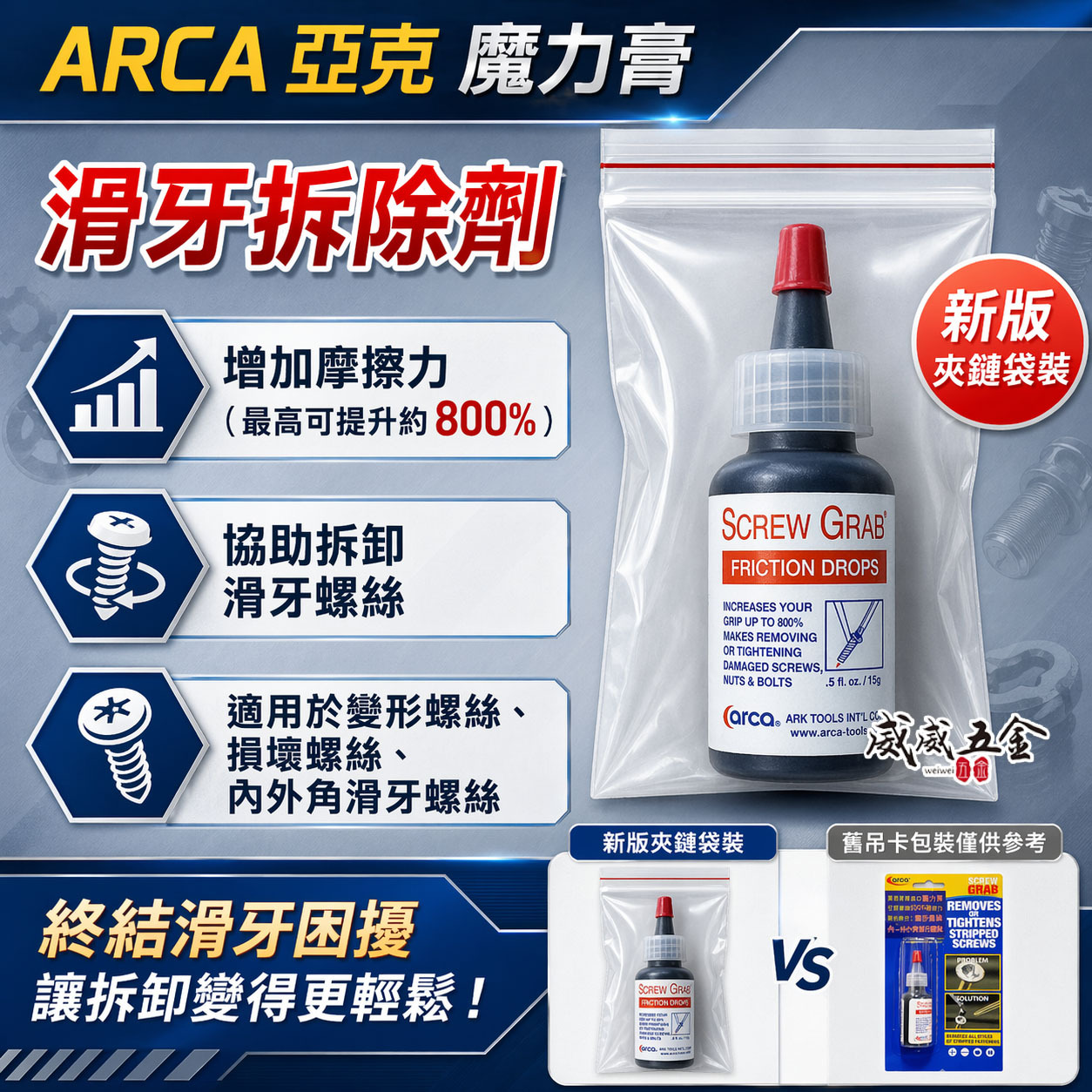 超值組合｜美國製 ARCA 魔力膏｜SCREW GRAB 滑牙救星 增加摩擦力 螺絲止滑劑 螺絲退牙剋星｜退牙器 4支組