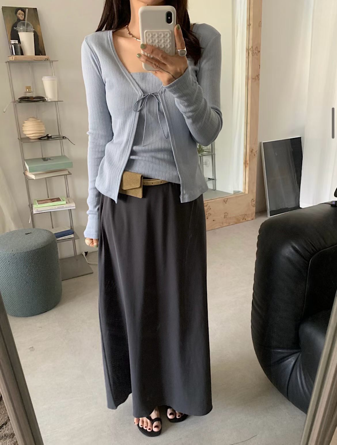 DV6129 假兩件蝴蝶結坑紋平領上衣