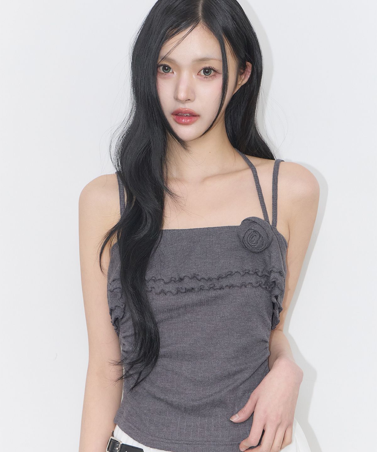 ILLIGO 玫瑰荷葉邊無袖上衣 炭灰色 26SMTOP07CH