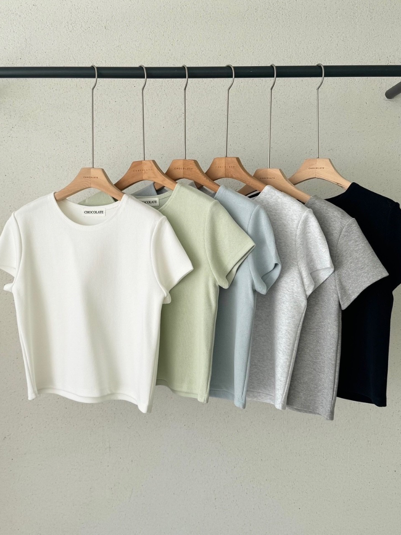 簡約款顯比例設計★優雅氣質圓領短T