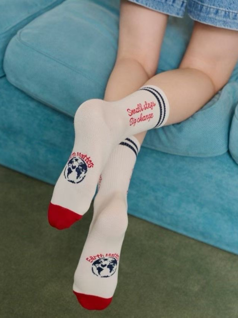 減齡復古條紋中筒襪｜韓版百搭字母襪