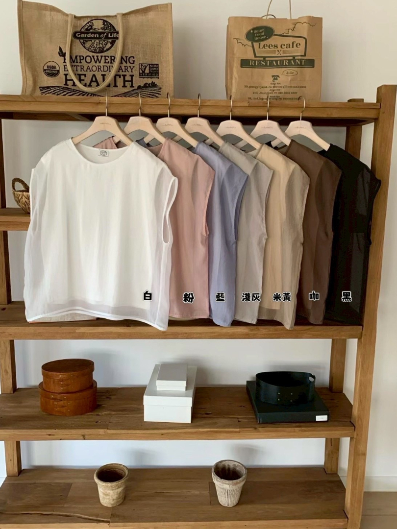 層次感顯瘦設計★假兩件微透罩衫上衣