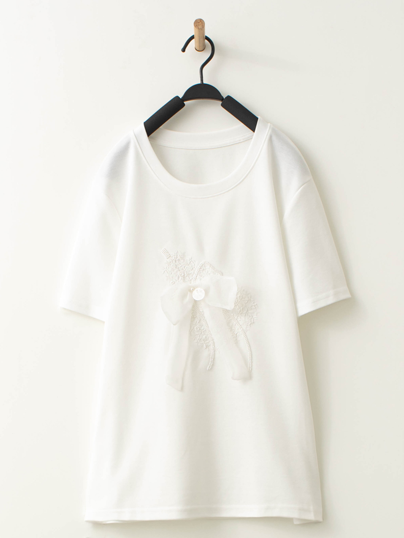 蝴蝶結縫珠短袖上衣拼接層次魚尾紗裙組合