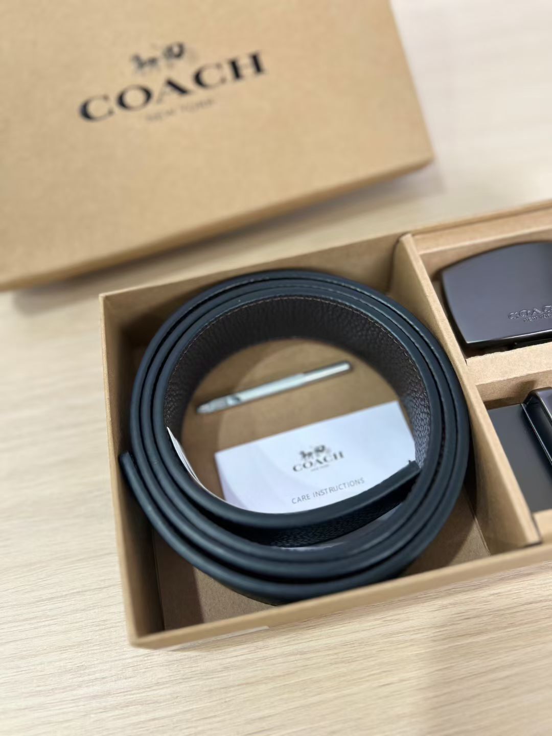 Coach 男款皮帶 併 雙五金扣