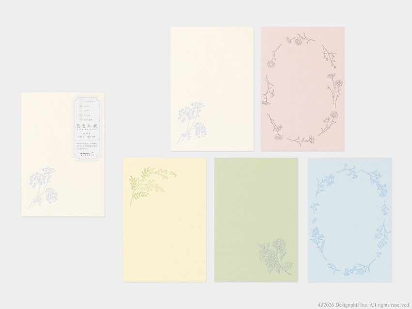 花色和紙 活版印刷 10入明信片｜日本Midori