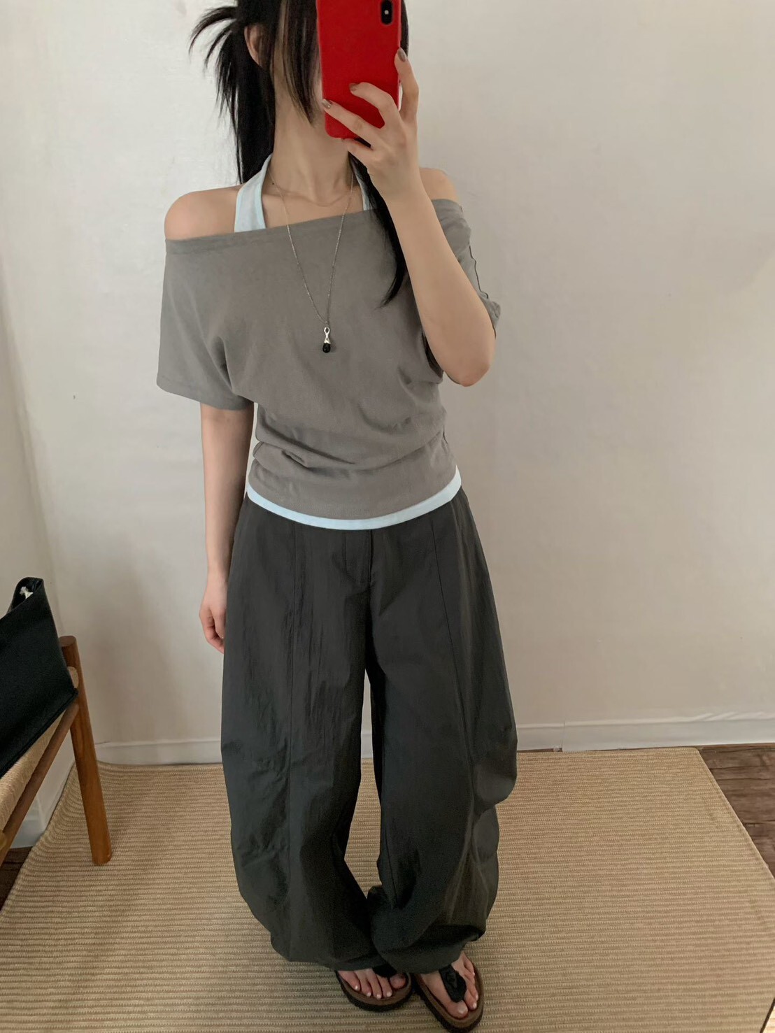 兩件式露肩T