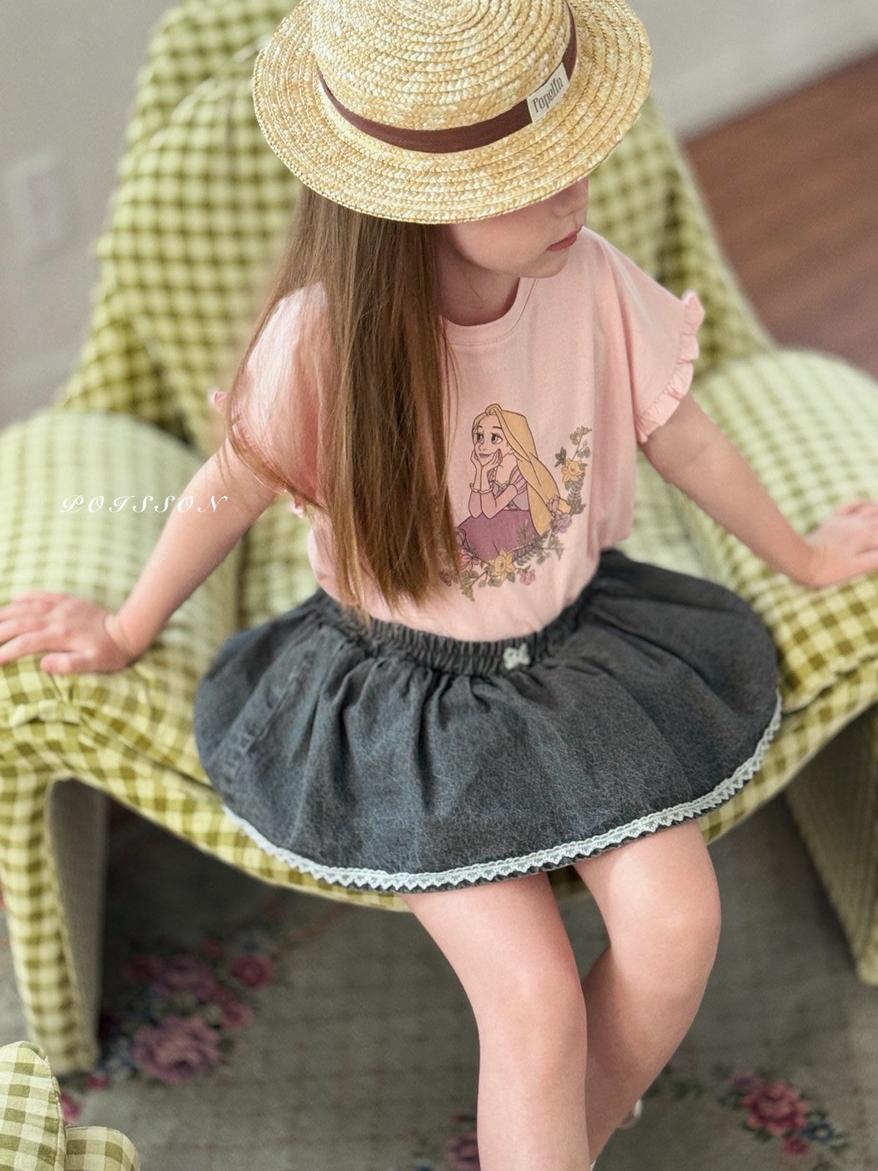 Poisson Black Denim Skirt Pants