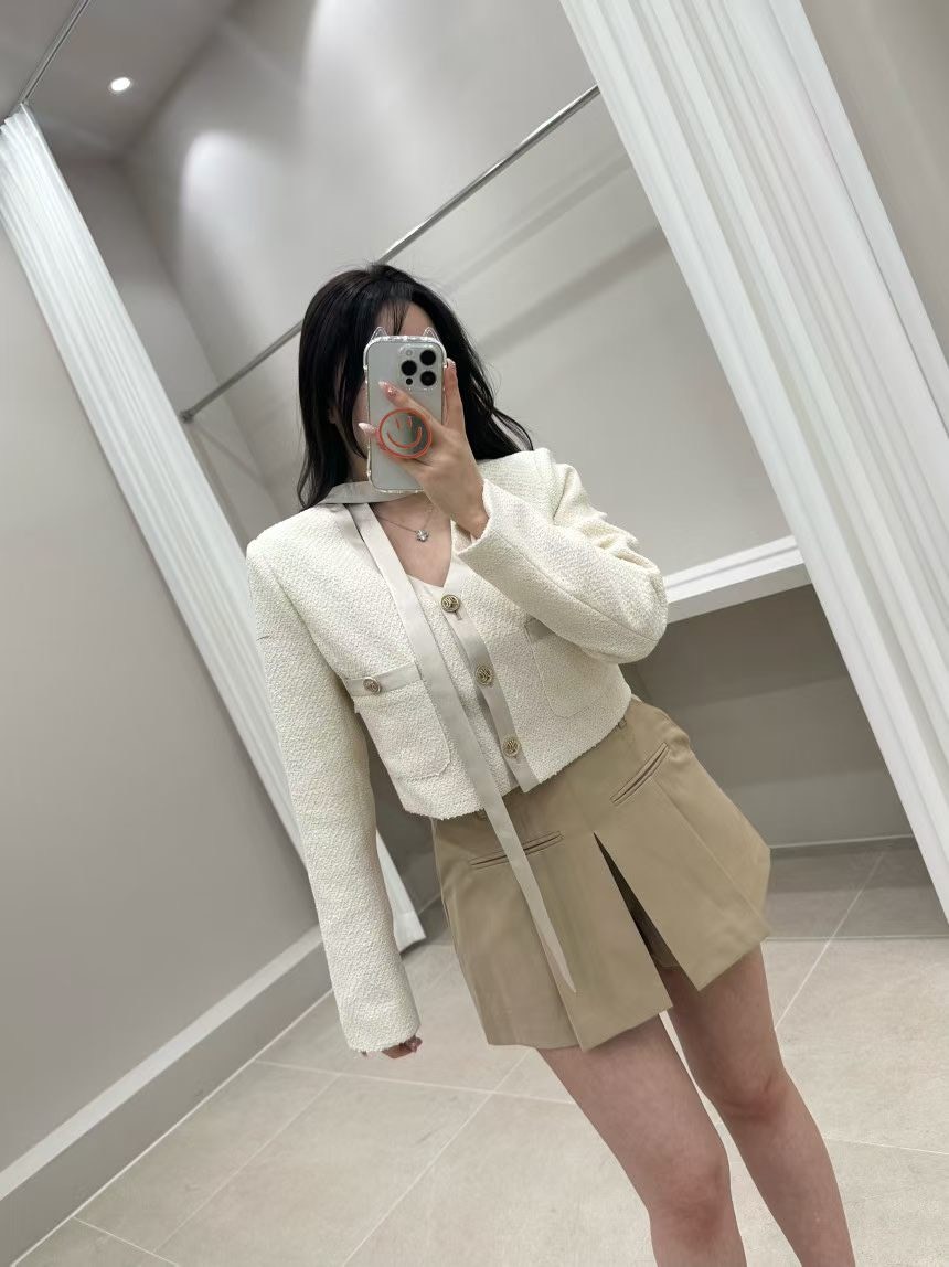 附巾短版V領西裝外套