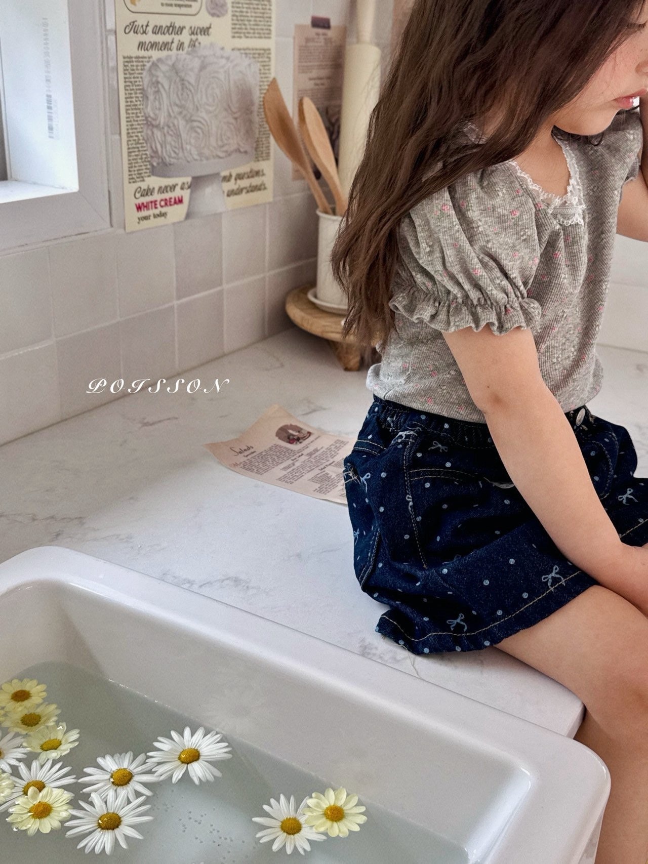 Poisson Sweet Dot Denim Shorts