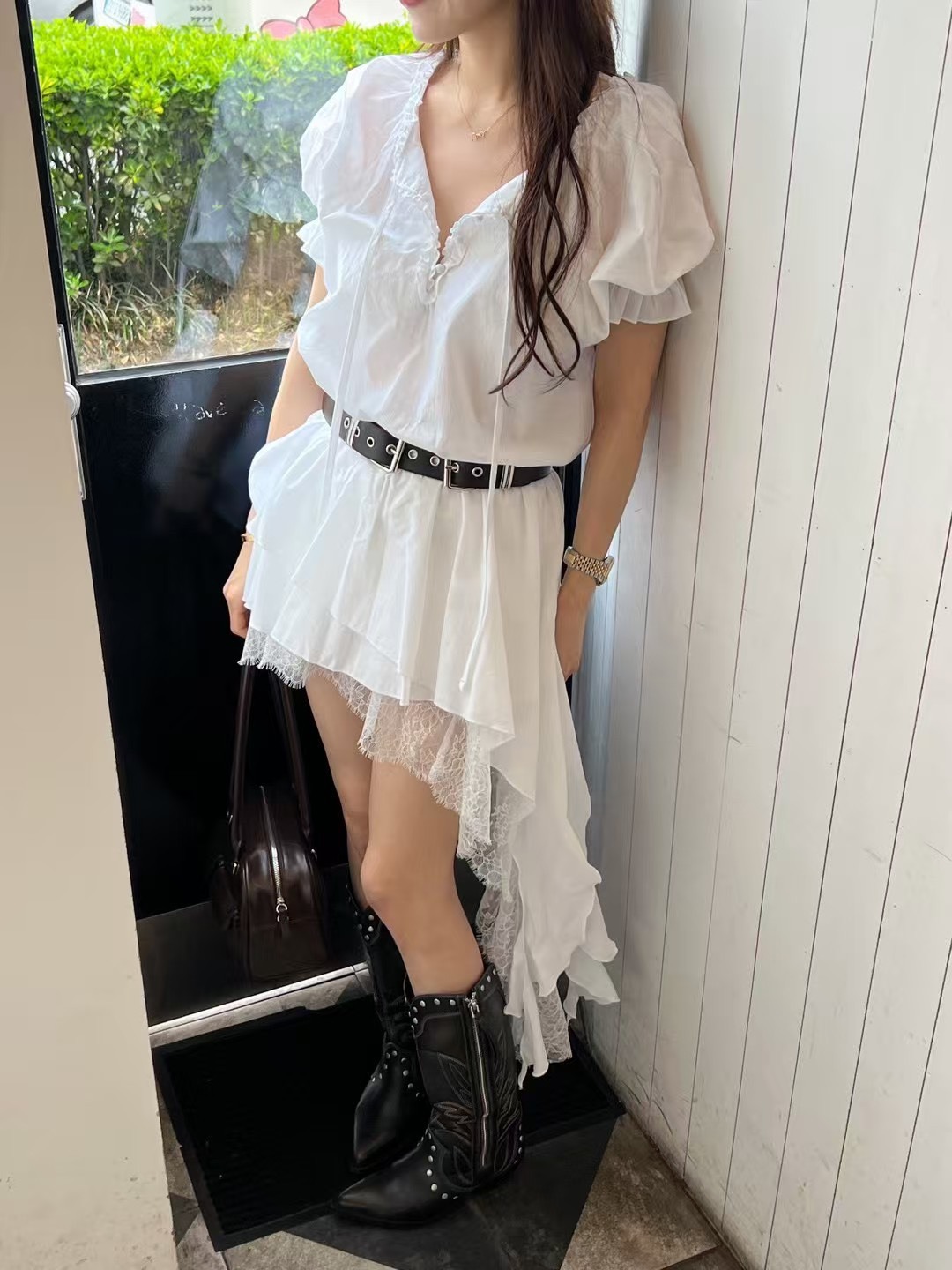 斜長單襬洋裝(不含腰帶)