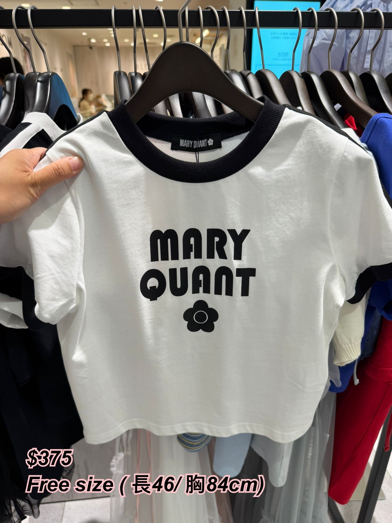 260424 Mary Quant 圍邊中間字+ 花logo 短身Tee / 4 色