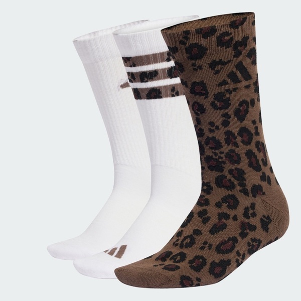 Adidas 愛迪達 Leo Sock 3pp KC5735 中筒襪 白 豹紋 中筒襪 3雙入 足弓支撐