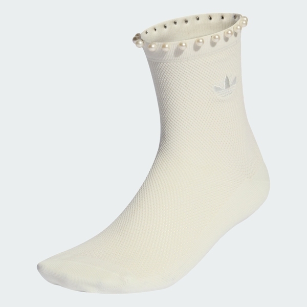 Adidas 愛迪達 Pearls Cr S 1p KD8378 女 中筒襪 米 珍珠 一雙入 穿搭 甜美