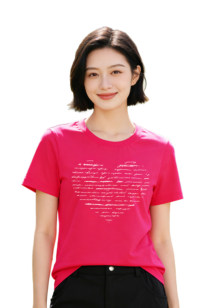 印花棉質圓領T恤│女款 8095  (吸汗透氣   舒適 乾爽)