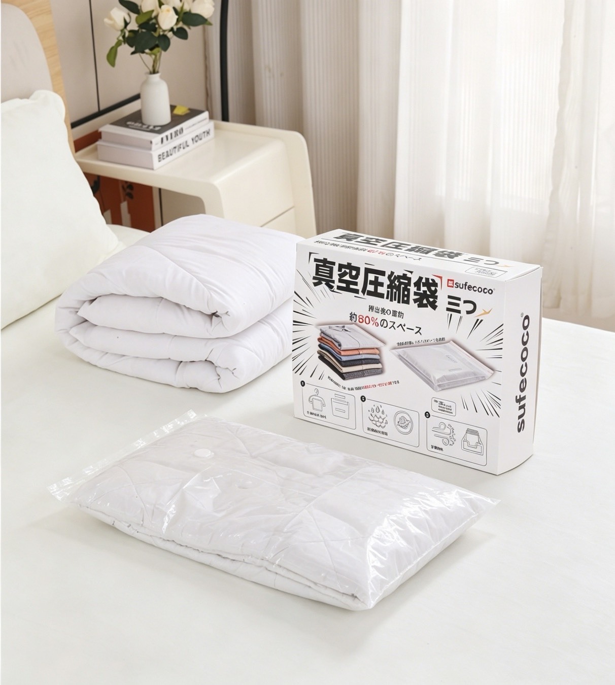 sufecoco 專利真空壓縮收納袋 3入組