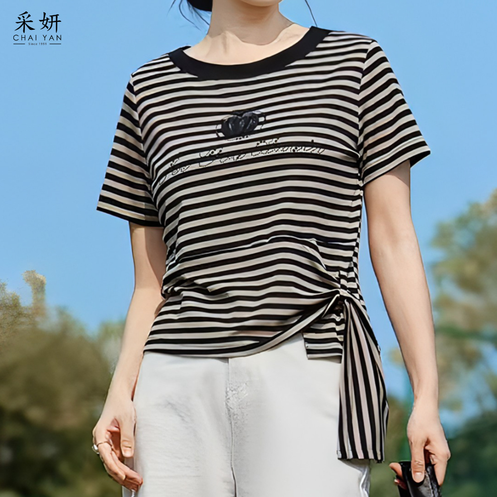 串珠南瓜高彈短袖上衣