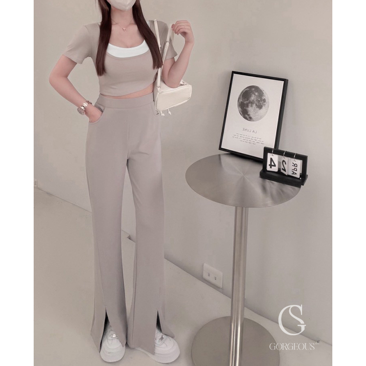 G9825 「麻糬防曬開衩長褲」