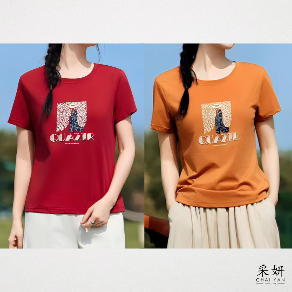 女孩膠印短袖上衣