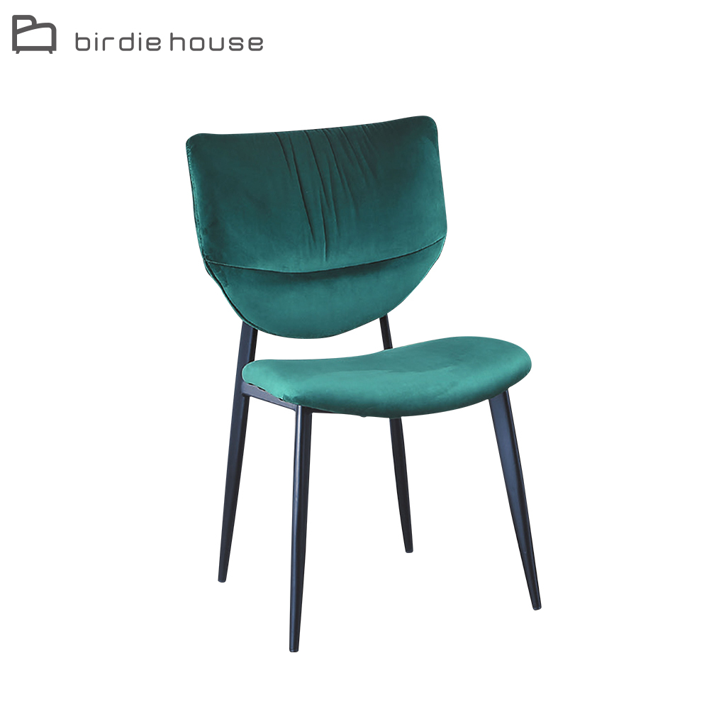 柏蒂家居-海格綠色絨布餐椅/休閒洽談椅/單椅
