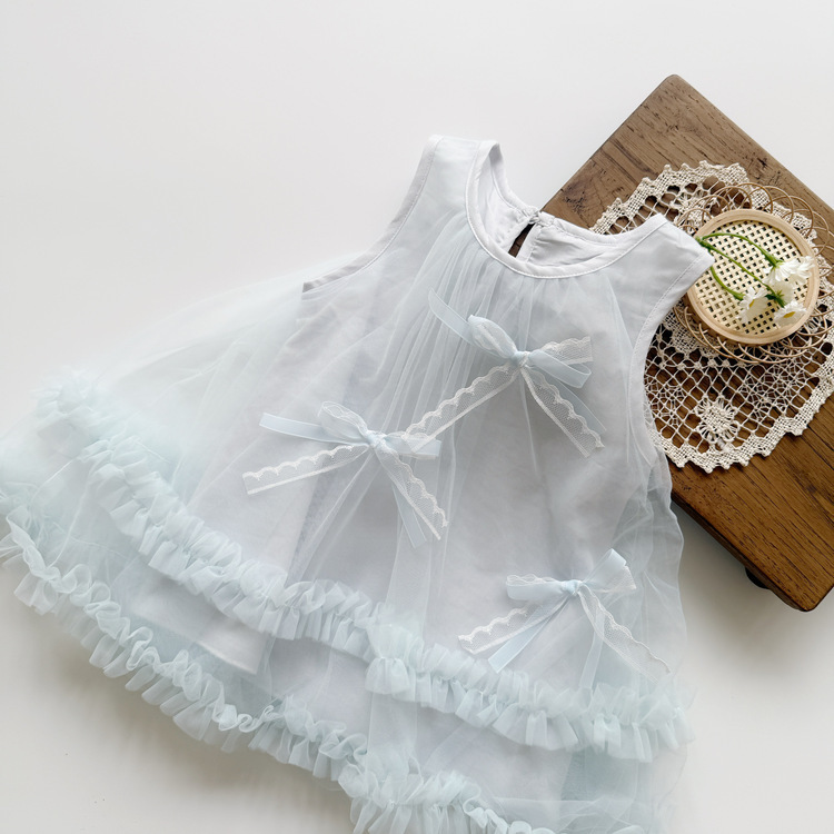 蝴蝶結背心網紗洋裝